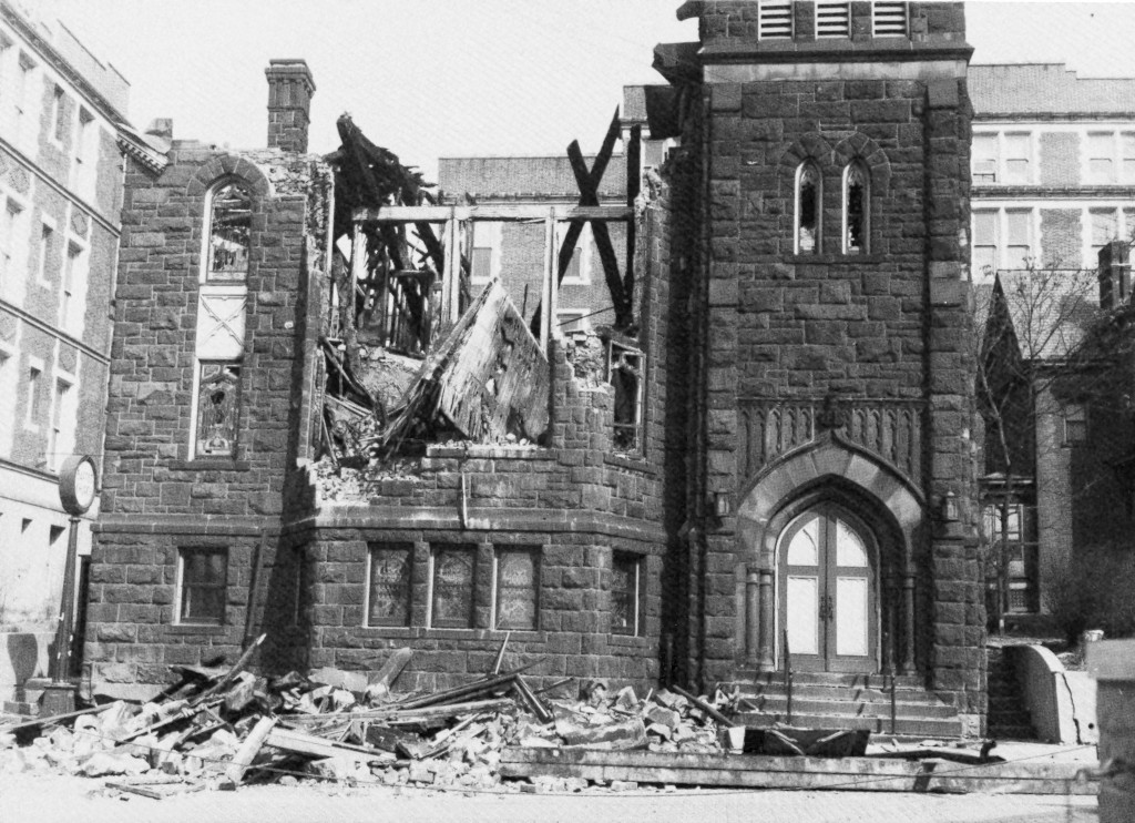 Wilkinsburg Baptist Church after the fire 1955